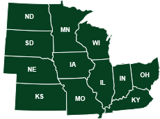 Midwest U.S. map