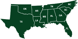 Southern U.S. map